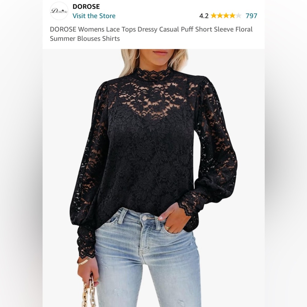 Black lace long sleeve top